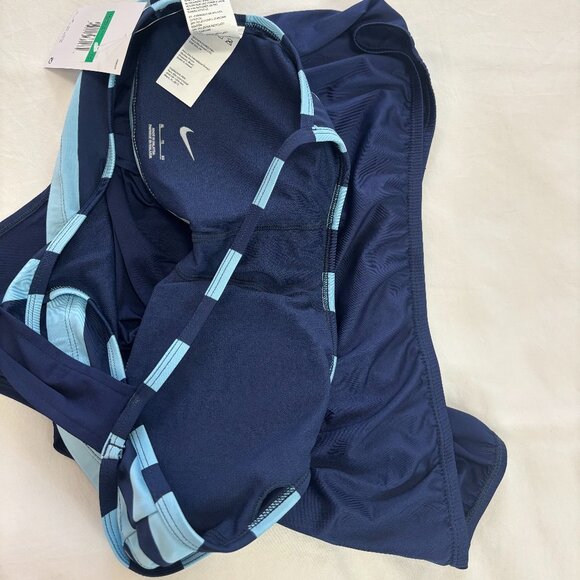 NWT Nike Women's Navy Striped Racerback Layered Tankini Swimsuit Top, Size XL - Picture 7 of 13
